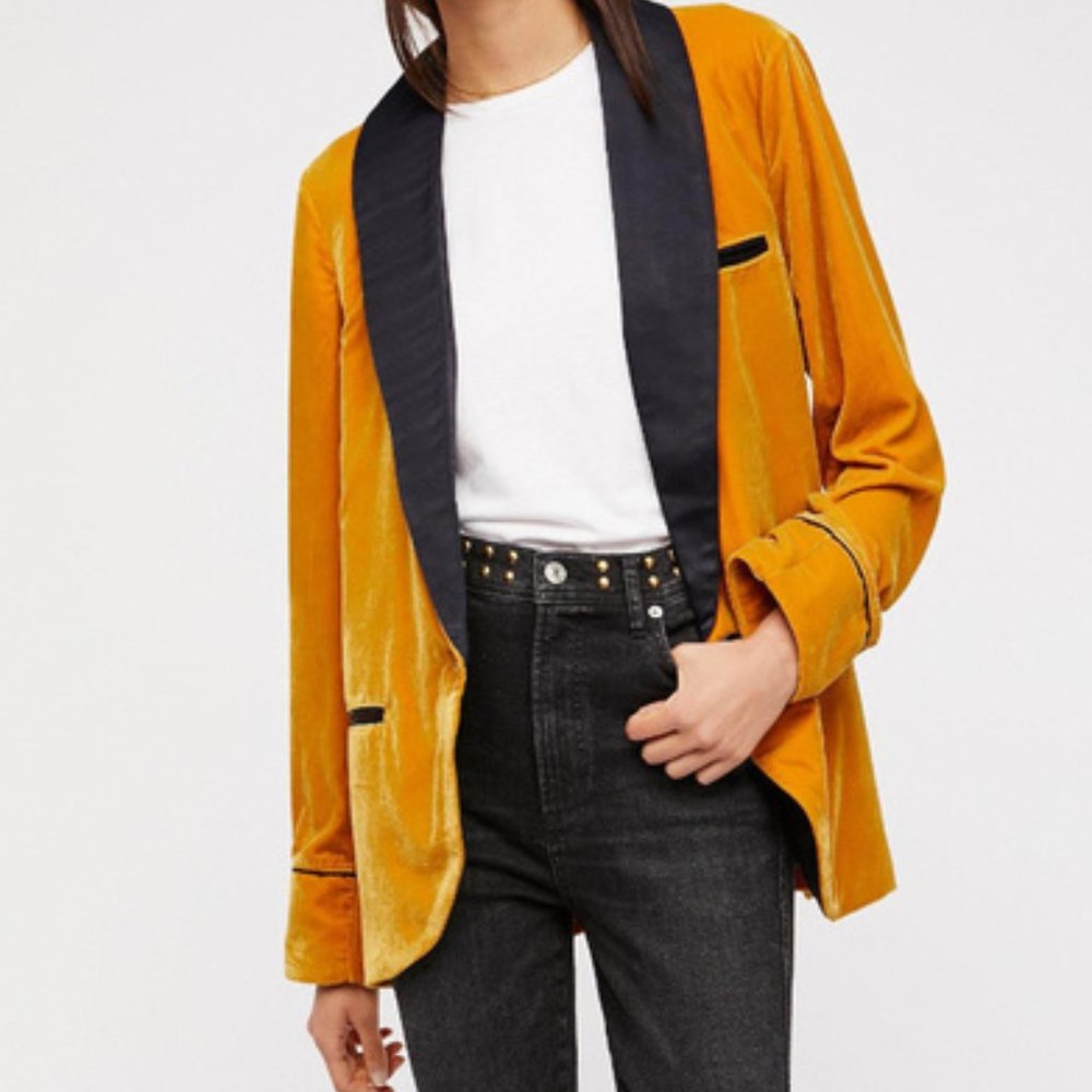 Free People Velvet Tuxedo Blazer Size XS